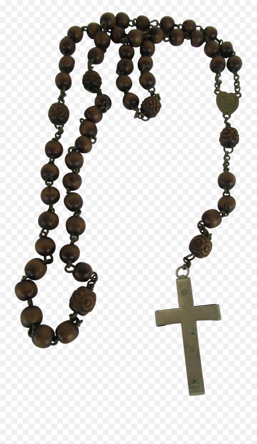 Vintage Ebony France Wooden Clip Royalty Free Library - Ebony France Rosary Emoji,Rosary Clipart