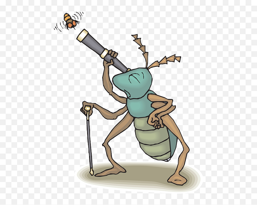 Cartoon Telescope Bug Fly Flying Watching Insect - Guardare Presente Emoji,Watching Clipart