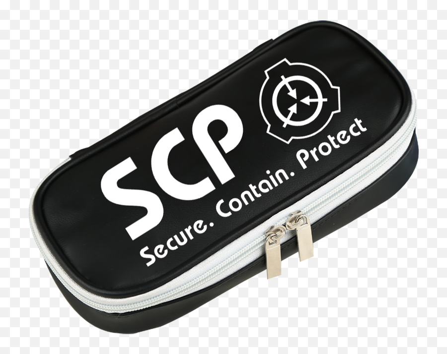Scp Foundation Peripheral Pen Bag Pu Leather Pencil Case Black Pencil Storage Bag For Students Gift Limited Cosplay - Scp Emoji,Scp Logo