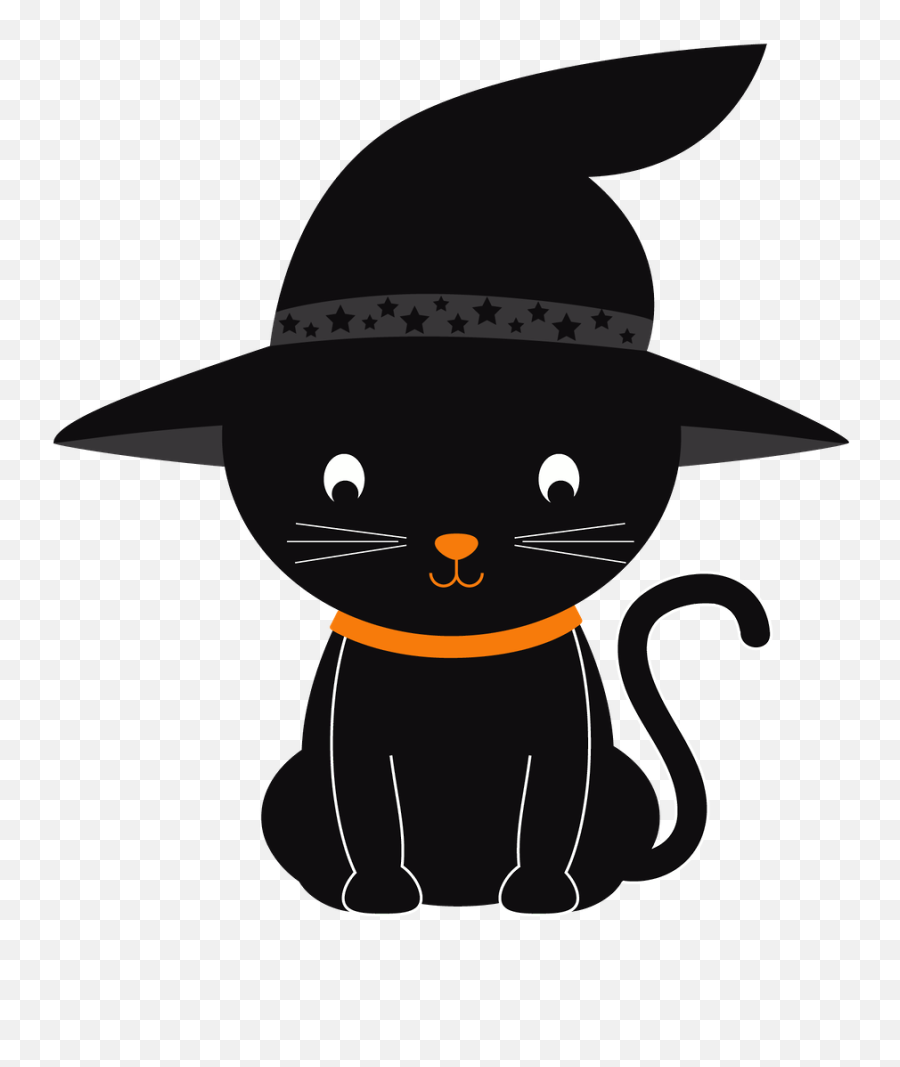 Witch Hat Clipart Kawaii - Black Cat With Hat Clipart Small Witch Hat Cartoon Emoji,Witch Hat Png