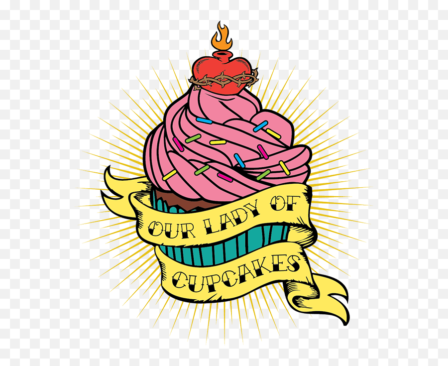 Our Lady Of Cupcakes Logo - Old School Traditional Cupcake Tattoo Emoji,Cupcake Logo