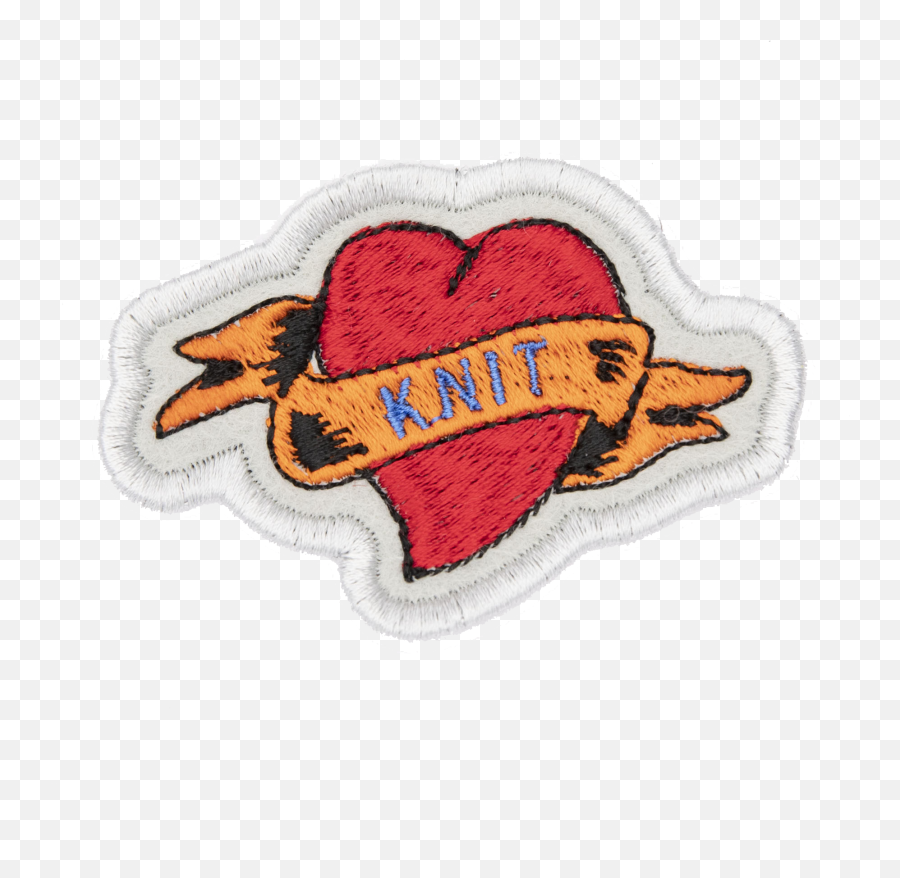 Knit Tattoo Heart Embroidered Patch - The Unruly Stitch Emoji,Iron On Logo Patches