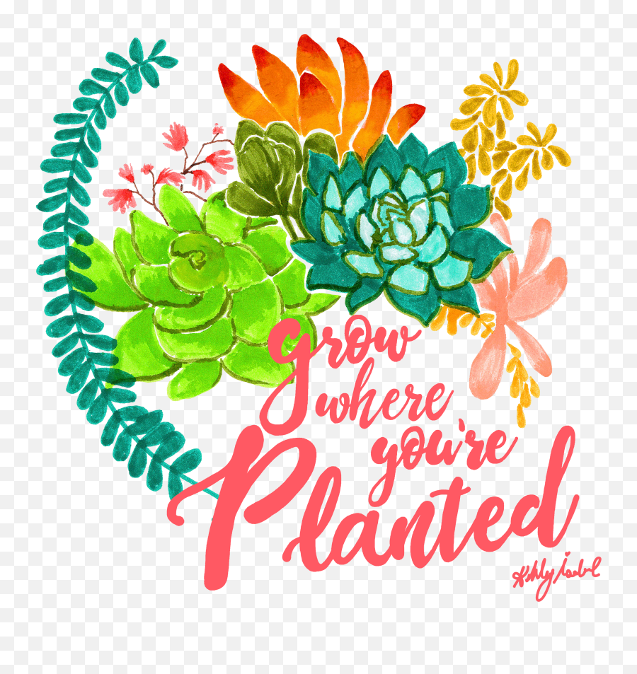 Grow Where Youu0027re Planted Succulent Print On Behance - Floral Emoji,Succulent Clipart