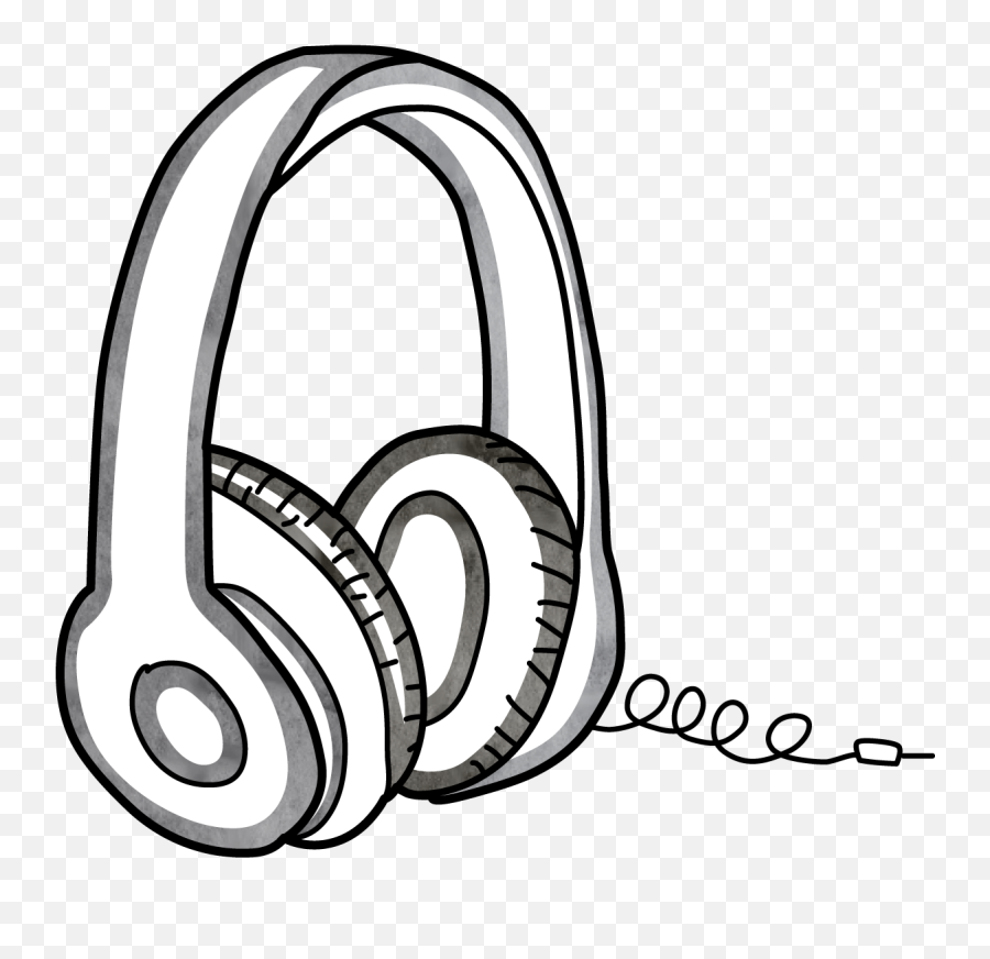 Download Computer Clipart Headphone - Headphone Drawing Png Pc Headphone Clipart Black And White Emoji,Headphone Clipart