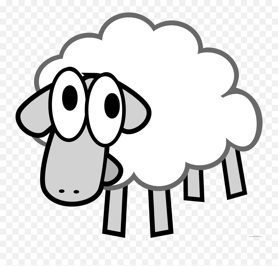 Cartoon Sheep Animal Free Black White Images - Sheep Lamb Cartoon Png Transparent Emoji,Animal Clipart Black And White