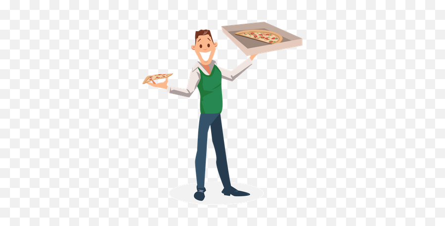 Best Premium Office Worker Standing With Carton Pizza Box In Emoji,Pizza Box Clipart