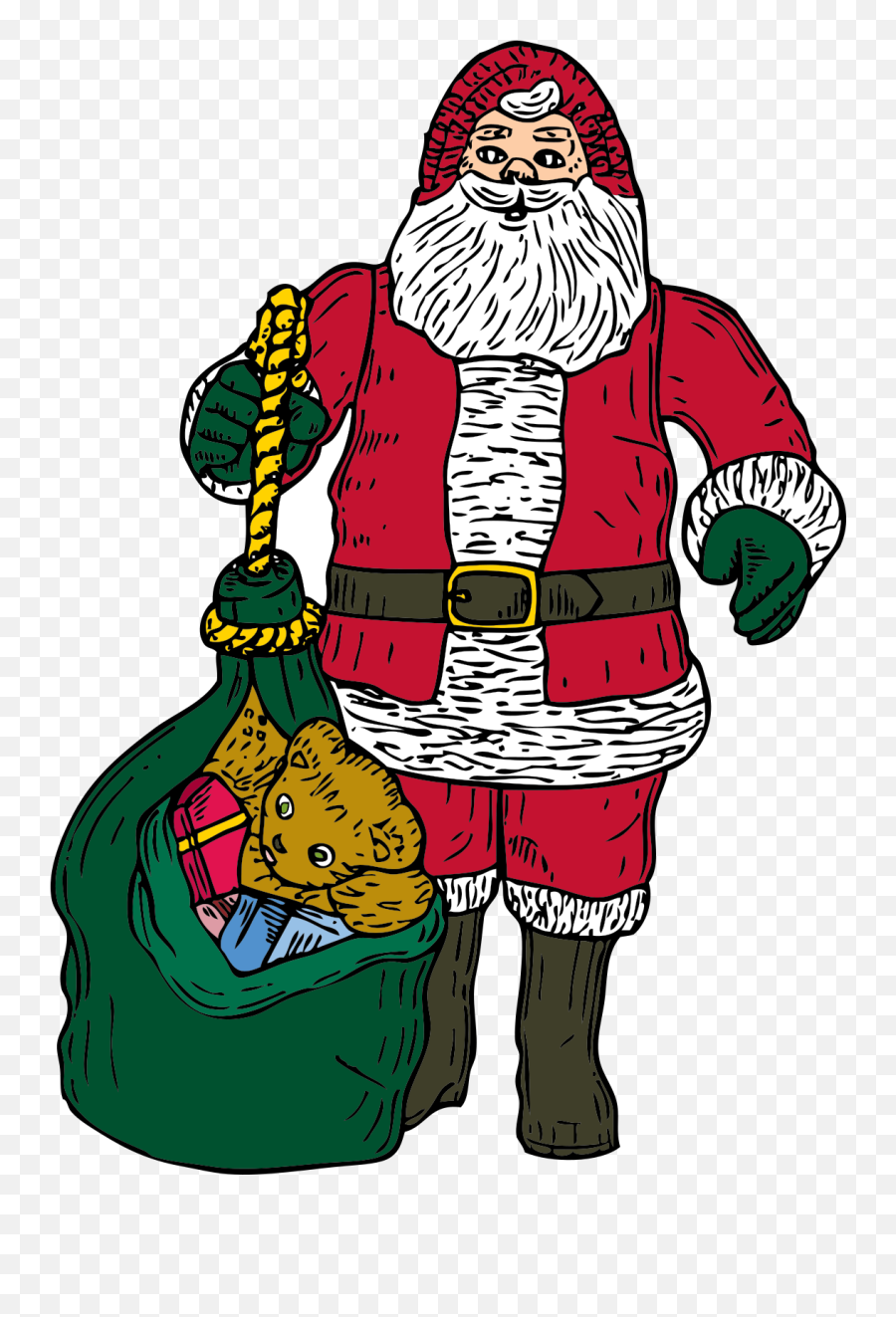 Santa Christmas Presents Clip Art - Gambar Gambar Santa Claus Emoji,Christmas Present Clipart