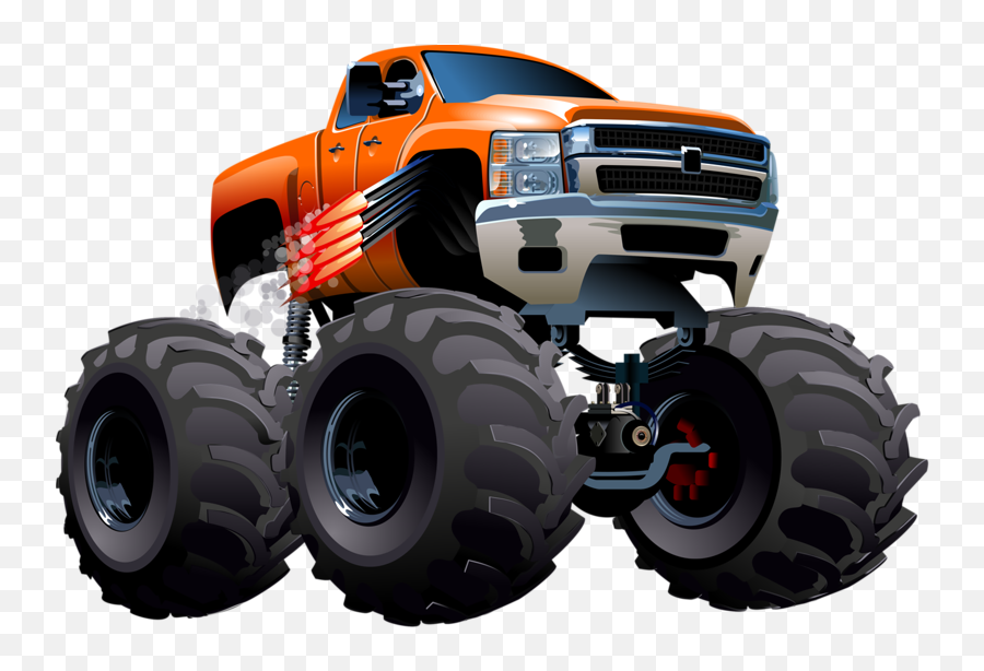 Pickup Truck Cartoon Monster Truck - Car Tire On Png Monster Truck Png Vector Emoji,Monster Truck Clipart