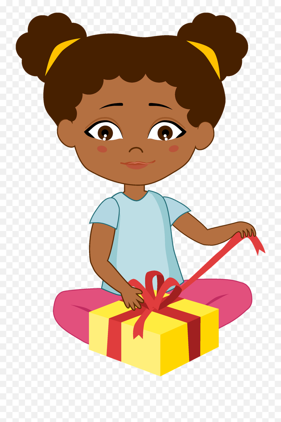 Birthday Girl Opening Her Present - Get A Present Clipart Emoji,Present Clipart