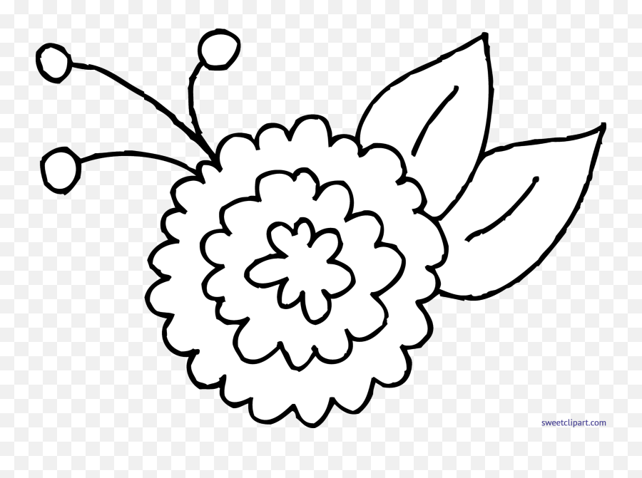 Free Spring Flower Black And White Clipart - Chrysanthemum Clipart Emoji,Spring Flower Clipart