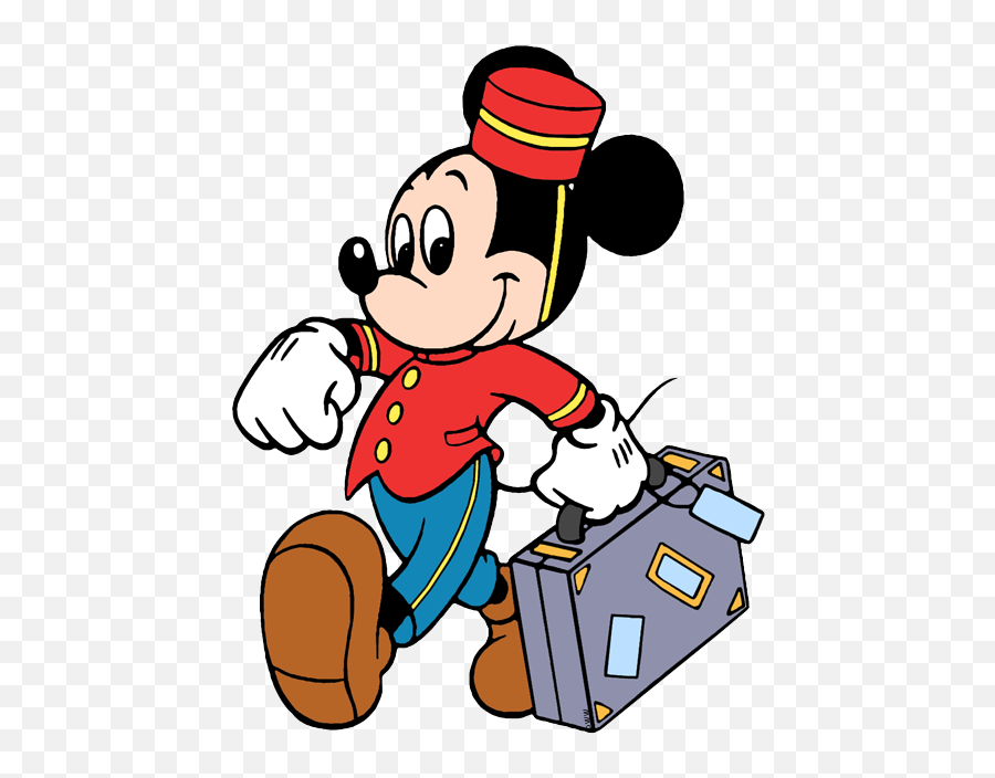 Clipart Mickey Mouse Transparent Png - Mickey Mouse With Luggage Clipart Emoji,Mickey Mouse Transparent