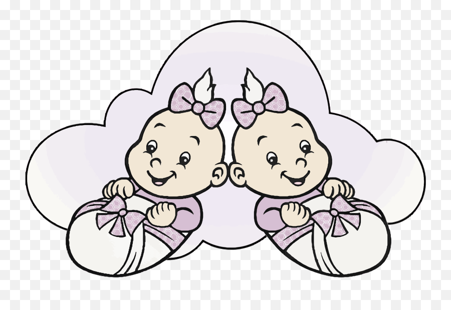 2 Baby Girls Clipart - Cartoon Two Baby Girls Emoji,Twins Clipart