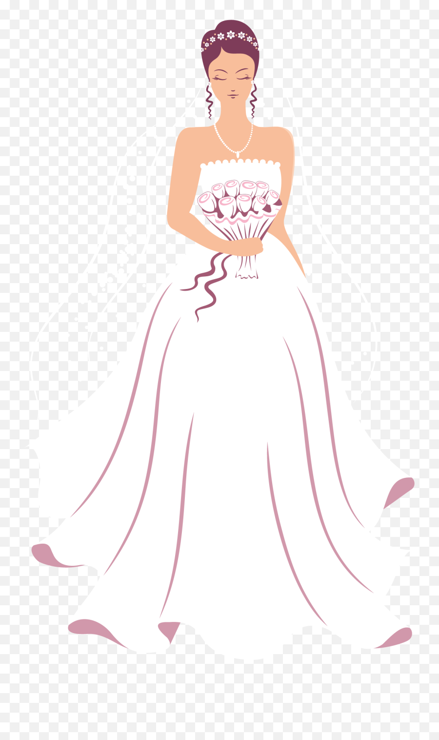 Wedding Dress Bridegroom Clip Art - Gown Transparent Wedding Girl Clipart Png Emoji,Wedding Dress Clipart