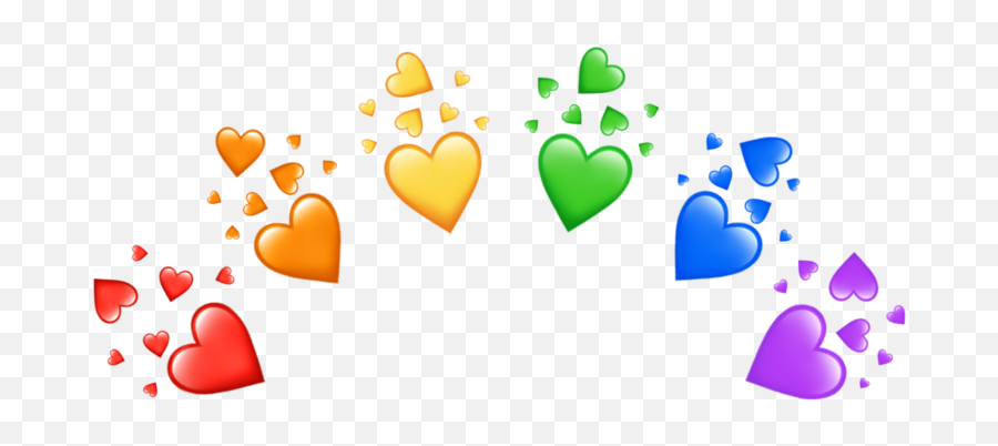 Aesthetic Picsart Rainbow Png - Crown Heart Design Emoji,Rainbow Heart Png