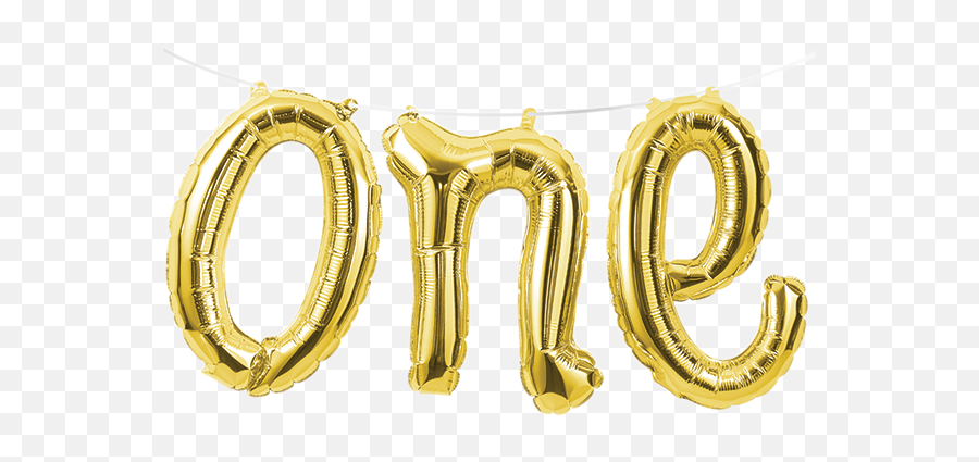 Gold Script One Foil Balloon - Birthday One Transparent Background Emoji,Gold Balloons Png