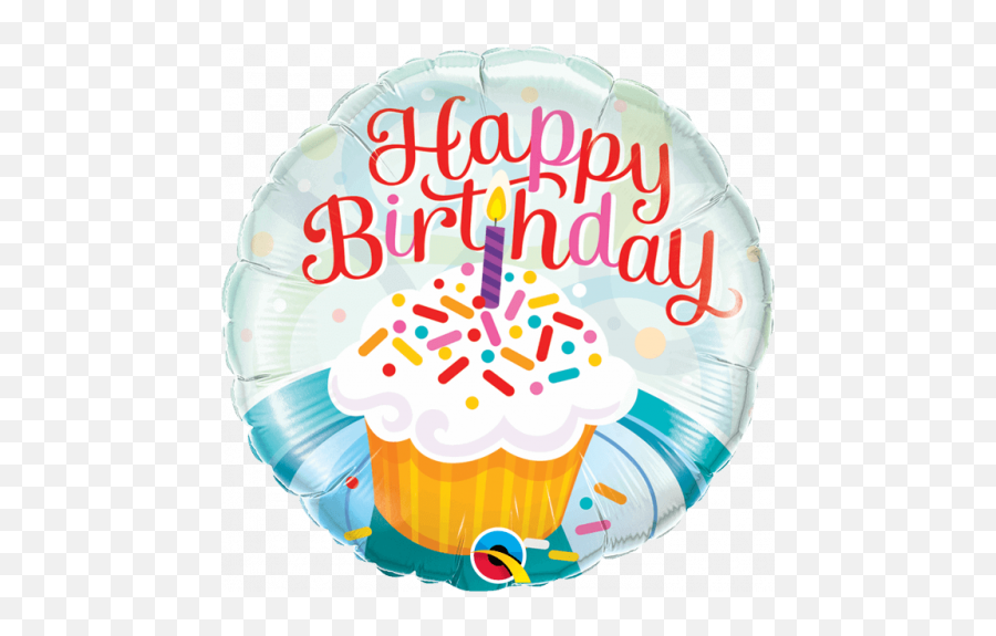 Greetings House - 18 Birthday Cupcakes Round Foil Qualatex Emoji,Birthday Cupcake Png