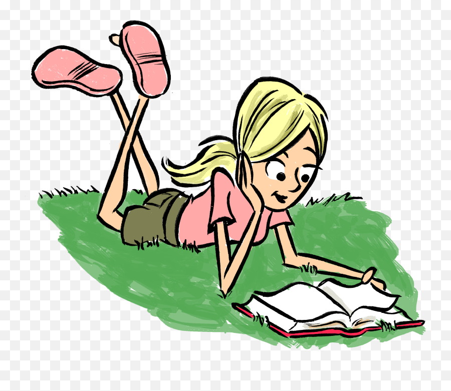 Free Choice Reading - Reading A Book Outside Clipart Png Kid Reading Outdoors Clipart Emoji,Outside Clipart