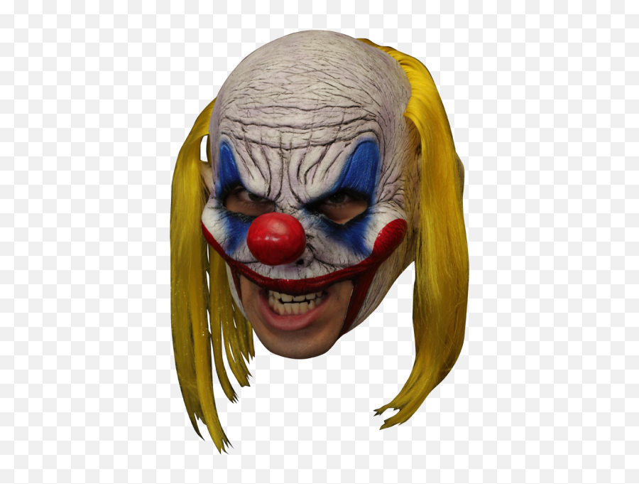 Clown Clooney Mask Chinless Deluxe Latex Adult Demented Evil Hair Scary 27534 - Máscara De Payaso Con Pelo Amarillo Emoji,Clown Hair Png