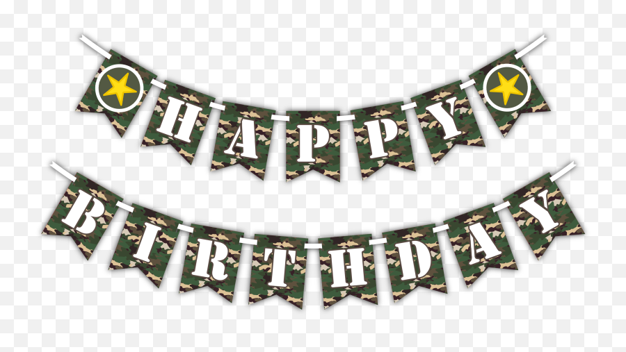 Download Classic Camo Happy Birthday Party Banner - Happy Happy Birthday Banner Camouflage Emoji,Happy Birthday Banner Png