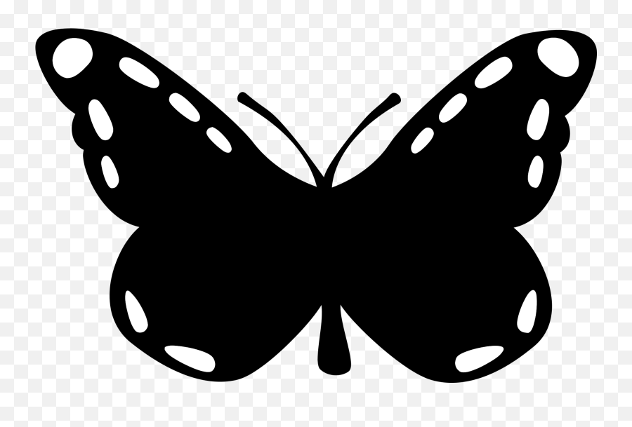 Clipart Of Black Silhouette Of A Butterflies With Delicate Emoji,Moth Clipart Black And White
