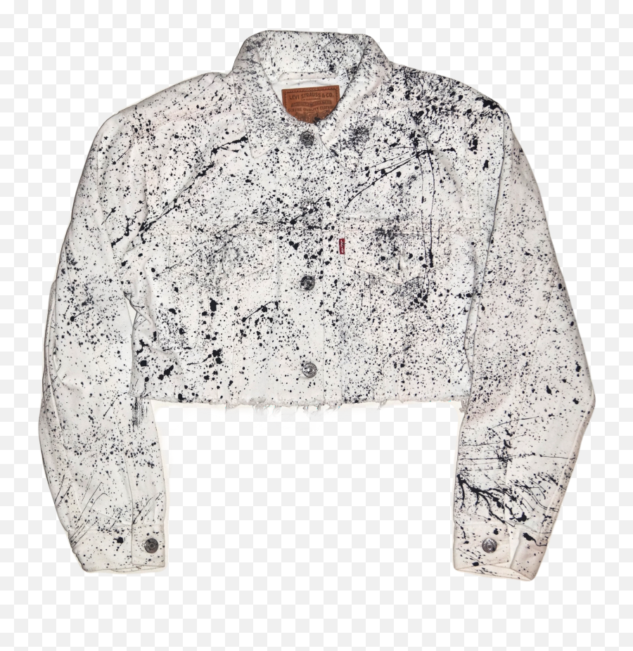 Pollack - Inspired White Splatter Levi Cropped Jean Jacket Emoji,White Splatter Transparent