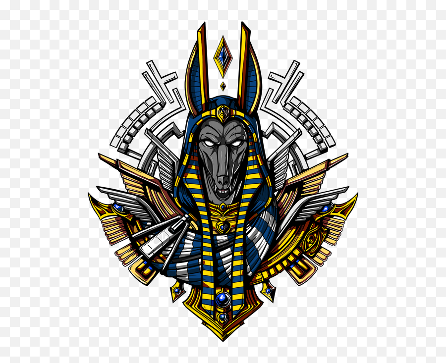 Anubis Egyptian God King Pharaoh T - Shirt By Nikolay Todorov Emoji,Pharaoh Logo