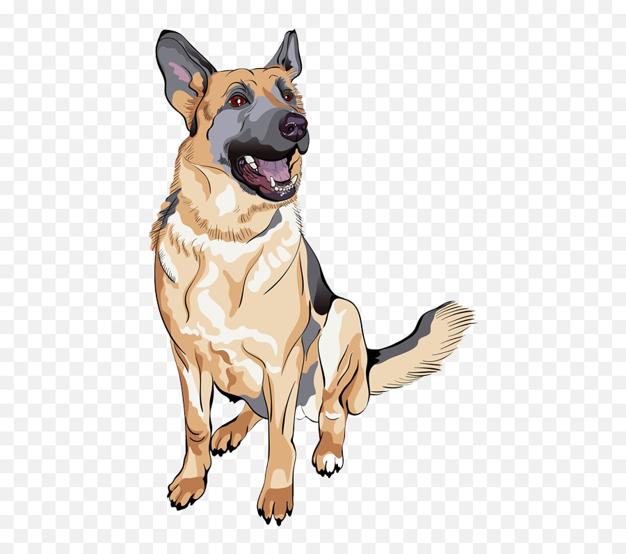 Cartoon Hand Painted Wolf Png Download Emoji,German Shepherd Clipart