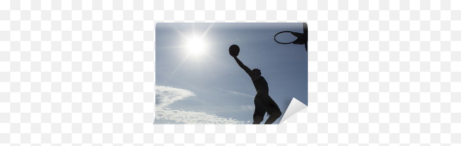 Basketball Player Silhouette Slam Dunking On A Sunny Day Wall Mural U2022 Pixers - We Live To Change Throwing Emoji,Basketball Player Silhouette Png