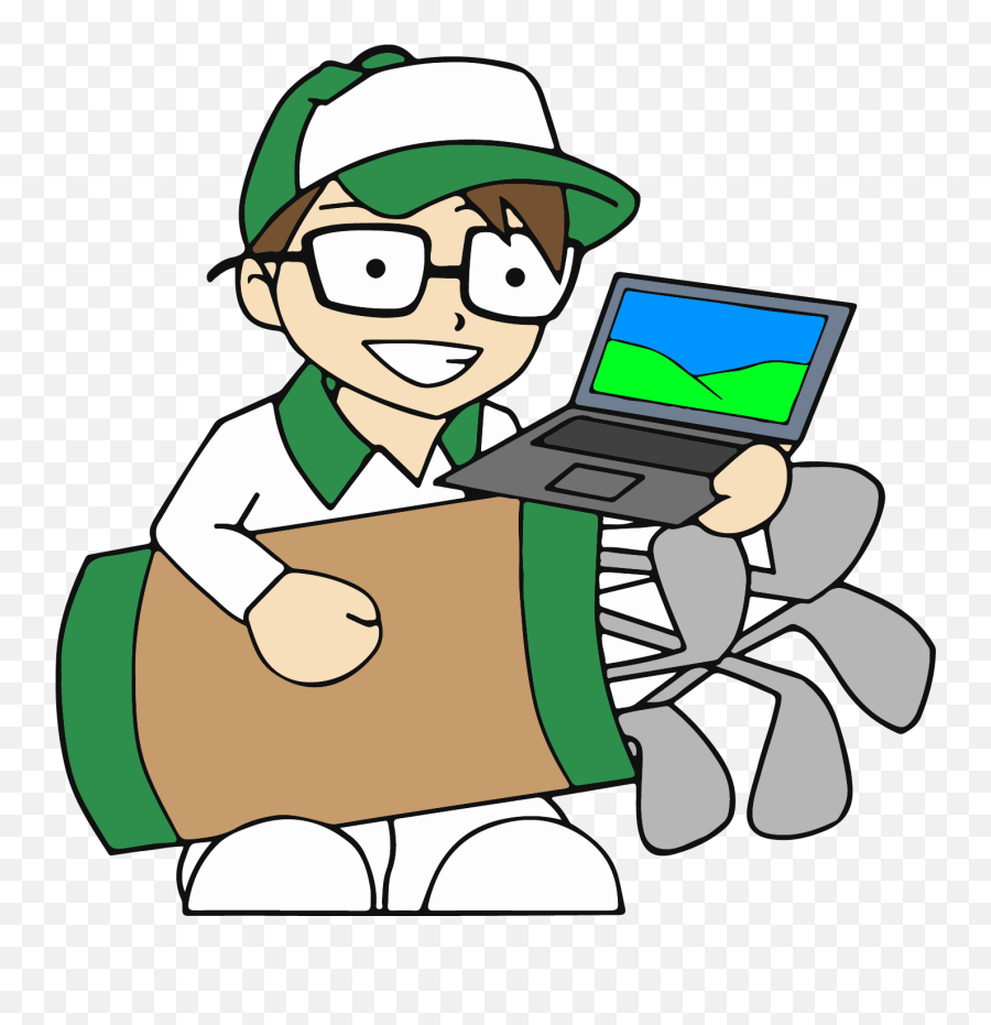 Kaddyu0027s Computer Repair - Cartoon Laptop Repair Green Color Clip Art Emoji,Computer Repair Logo
