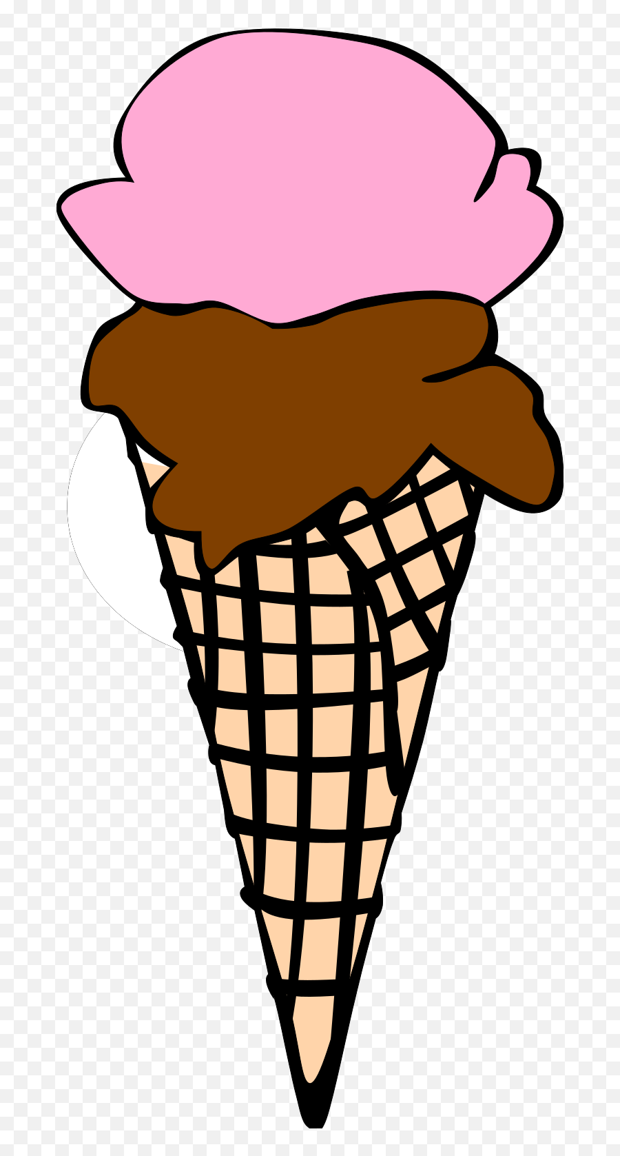 Brown Ice Cream In The Cone Clipart - Ice Cream Cone With Chocolate And Strawberry Clipart Emoji,Ice Cream Cone Clipart