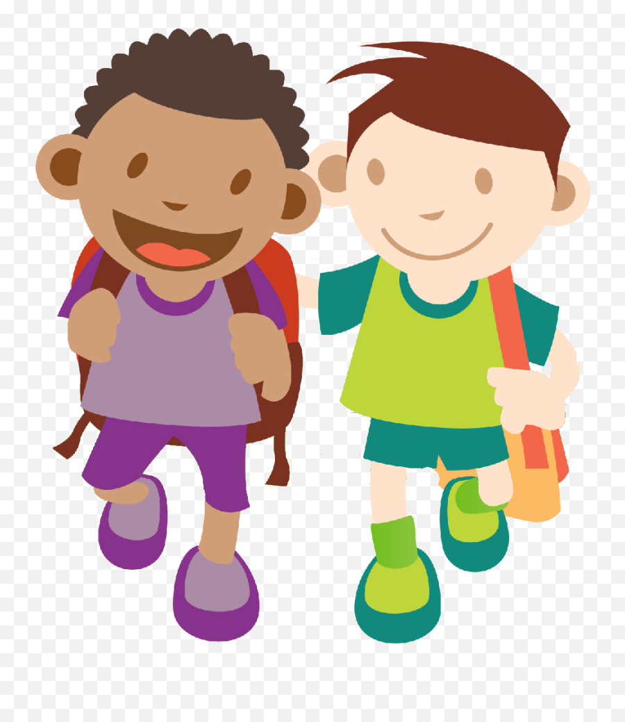 Middle School Students Walking To - Child Walking Clipart Png Emoji,School Clipart