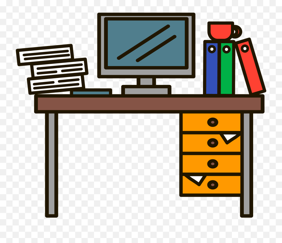 Messy Desk Clipart - Office Equipment Emoji,Desk Clipart