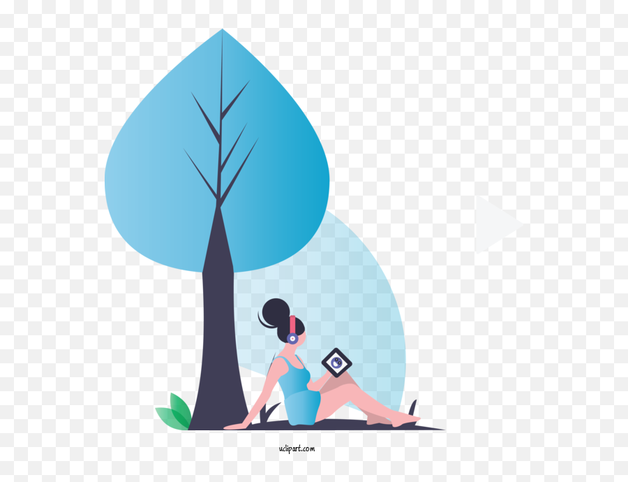 People Cartoon Tree Sitting For Girl - Girl Clipart People Leisure Emoji,People Sitting Png