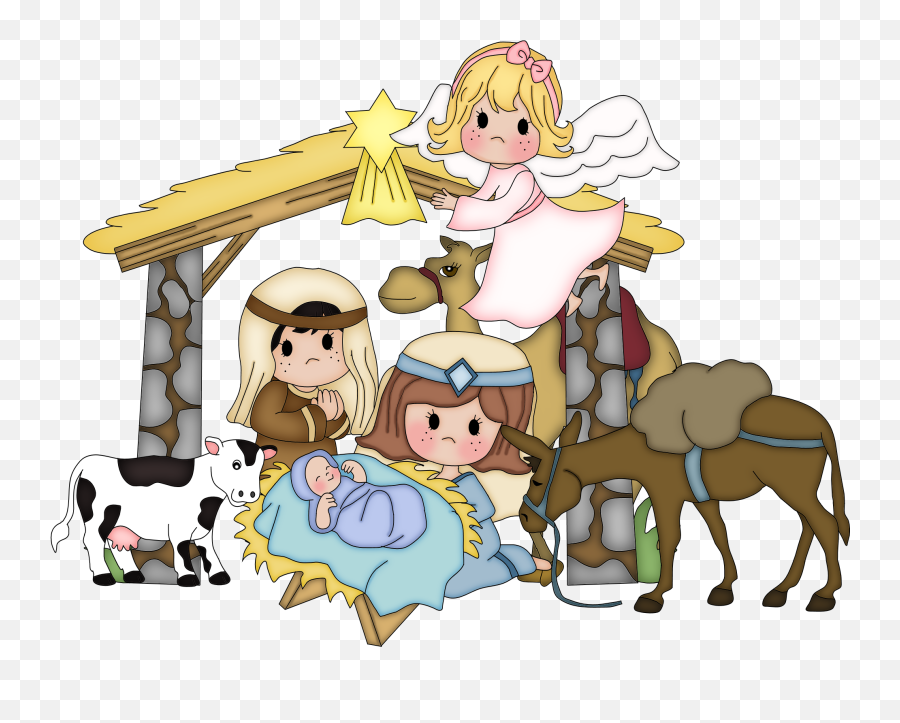 Free Cute Nativity Cliparts Download - Jesus Birth Clipart Png Emoji,Nativity Clipart