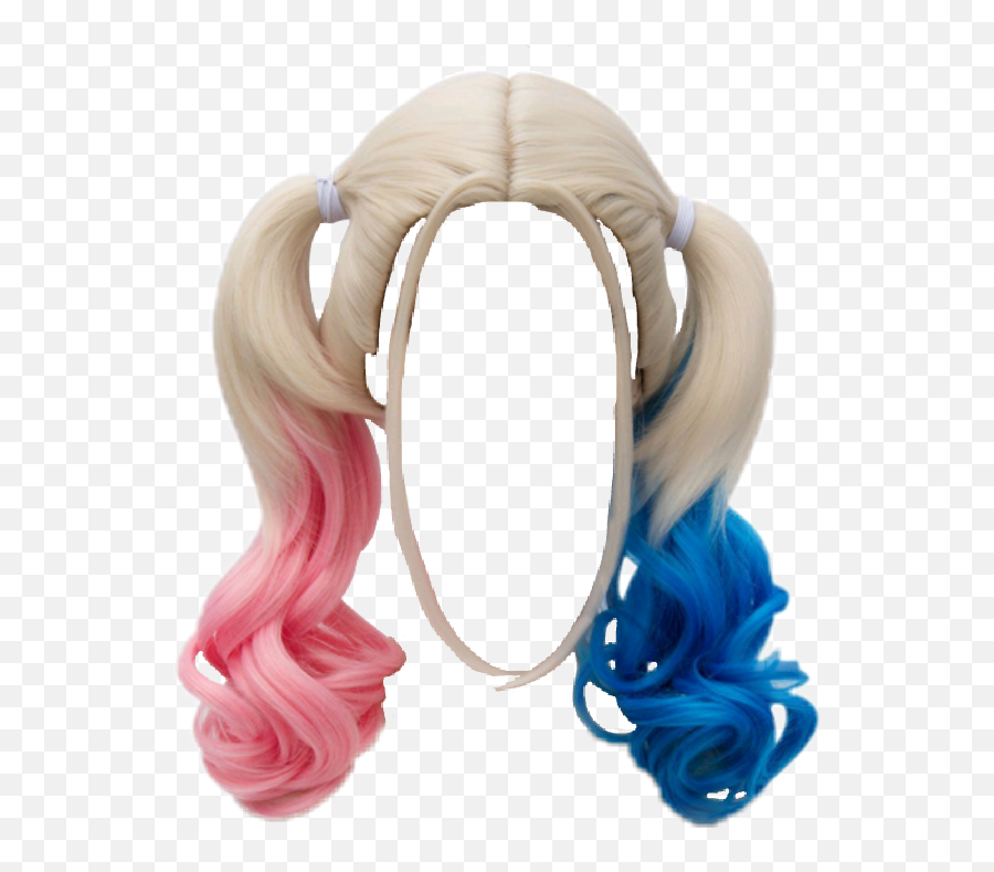 Download Piggytails Wig Harleyquinn Blonde Redandblue - Transparent Harley Quinn Wig Emoji,Clown Hair Png