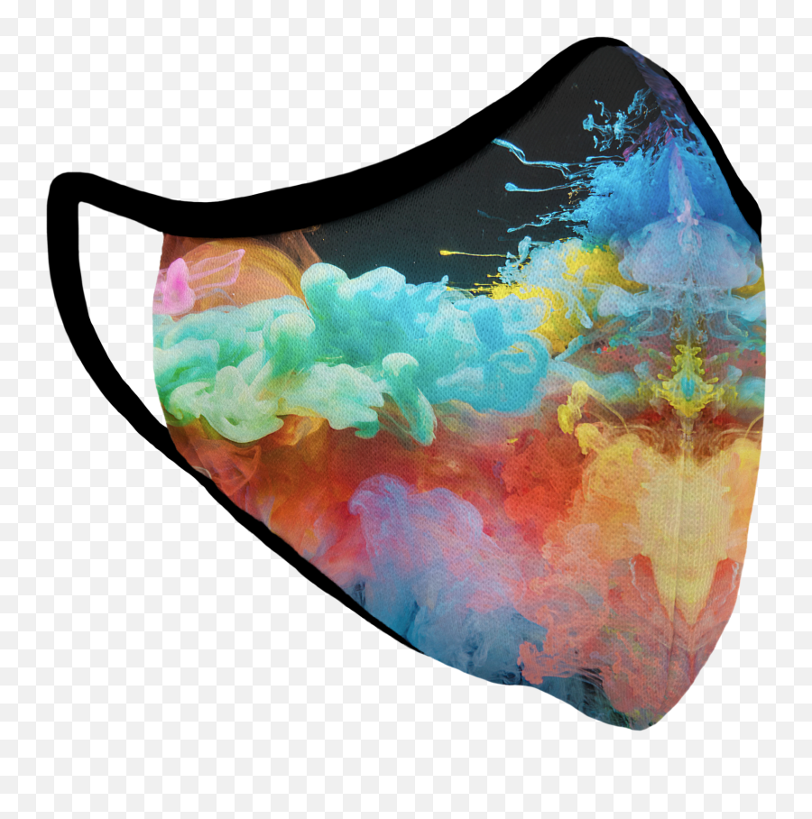 Rainbow Smoke Premium Fitted Face Cover U2013 Tcg Masks Emoji,Colorful Smoke Png
