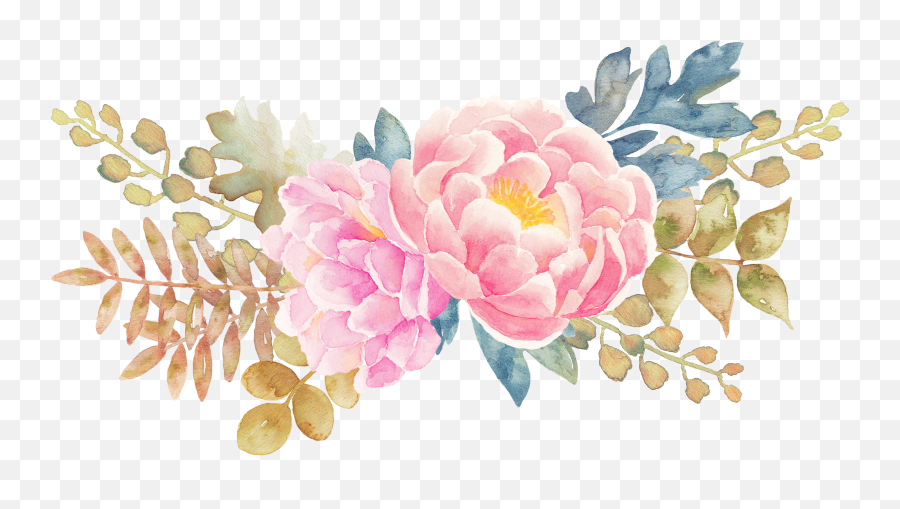 Floral Watercolor Png - Flower Peony Painted Watercolor Flower Pastel Color Png Emoji,Water Color Png