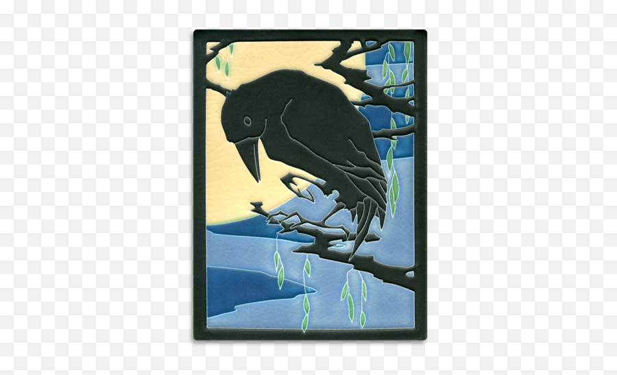 6x8 Raven - Midnight Crow Art Art Bird Art Motawi Raven Tile Emoji,Raven Transparent Background