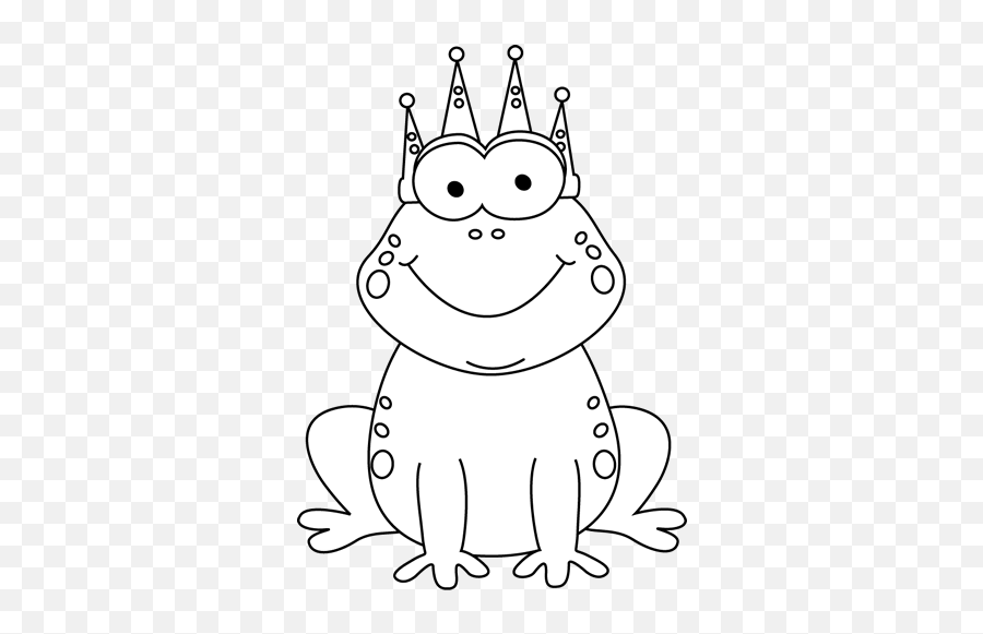 Frog Clip Art - Frog With Crown Clipart Black And White Emoji,Frog Clipart