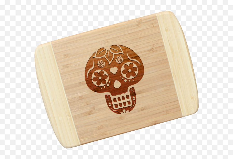 Blonde Bamboo Cutting Board - Candy Skull Emoji,Cutting Board Png