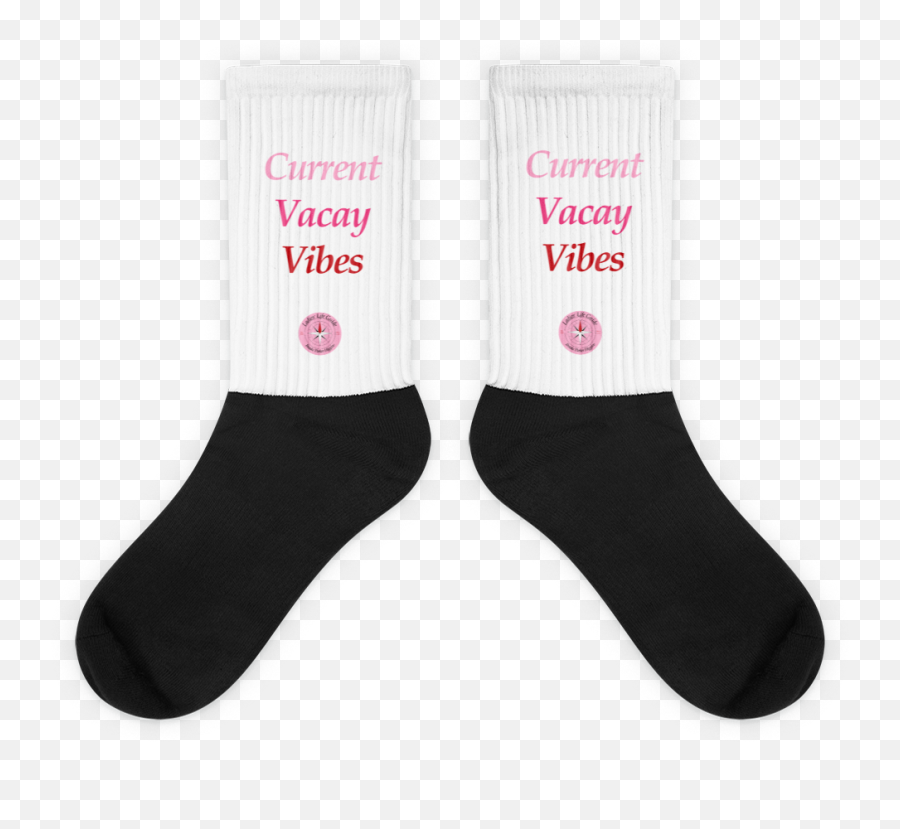 Llg Current Vacay Vibe Unisex Black Foot Sublimated Socks Emoji,Red Socks Logo
