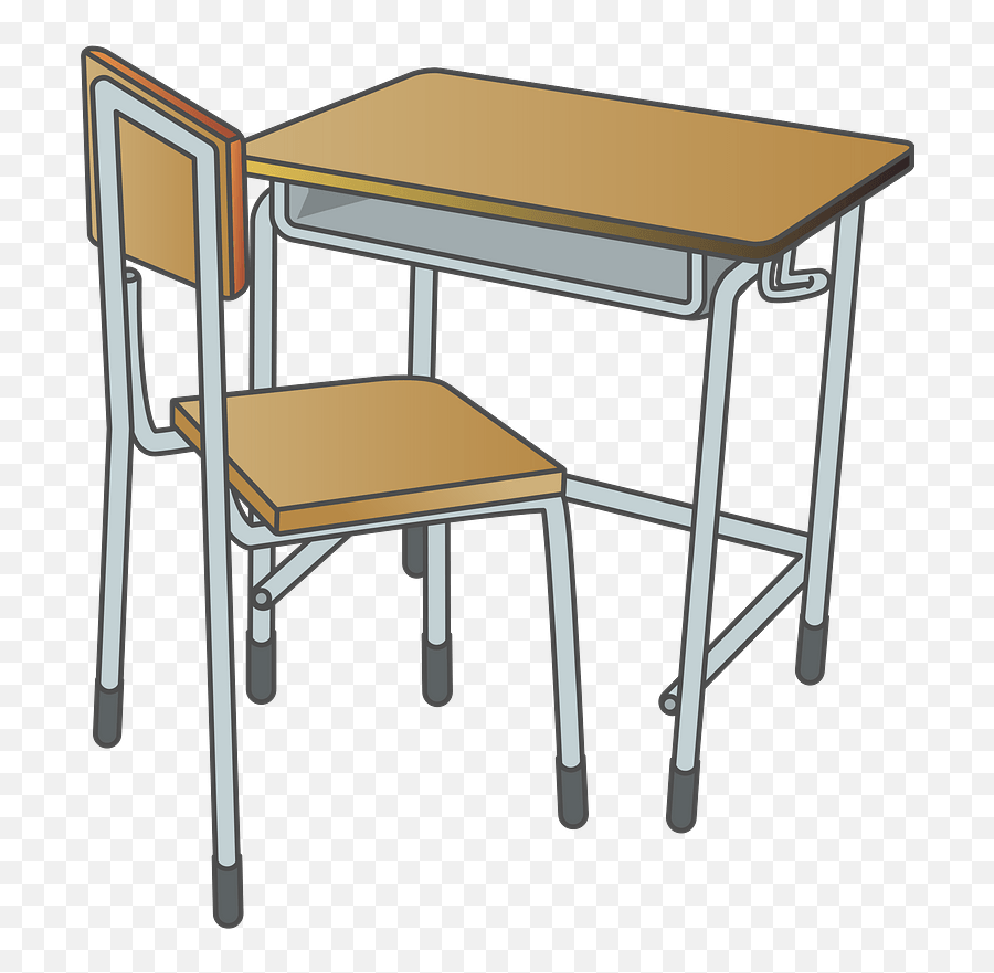 School Desk And Chair Clipart - School Desk Clipart Emoji,Desk Clipart