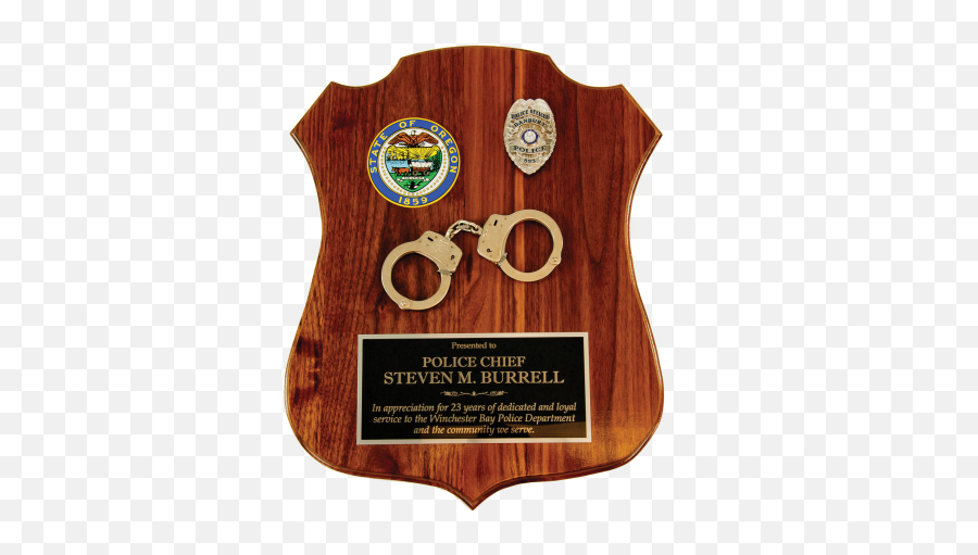 Shield Plaque With Handcuffs Cruise Master Engraving - Solid Emoji,Wood Badge Logo