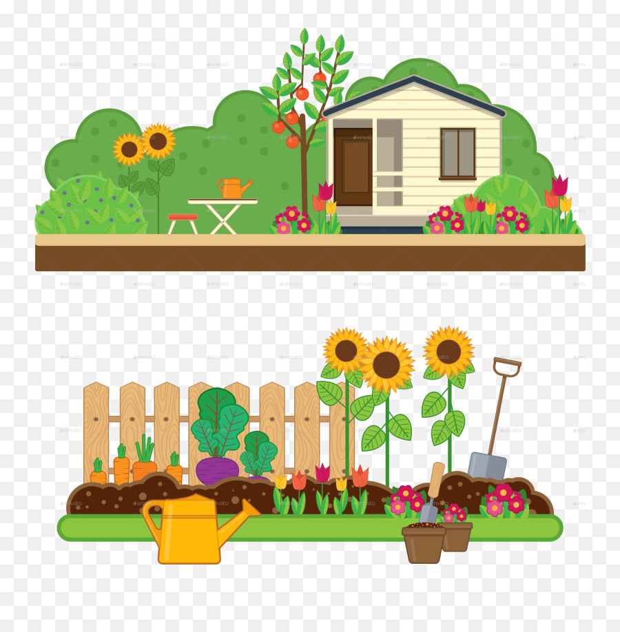 Clipart Houses Garden Clipart Houses - Garden Clipart Emoji,Garden Clipart