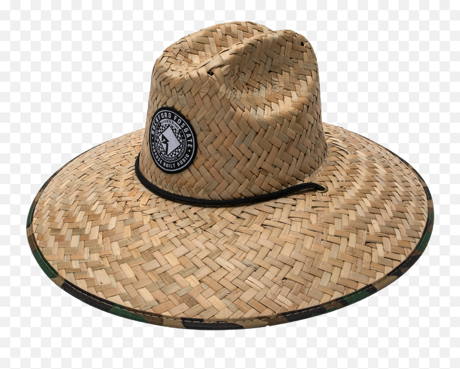 Straw Hat W Camo Print And Woven Rf Patch Emoji,Straw Hat Png