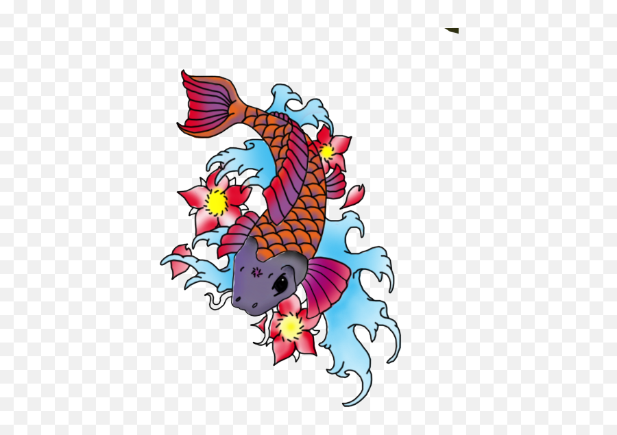 Koi Tattoo Clip Art - Fish Tattoo Png 453x604 Png Emoji,Koi Png