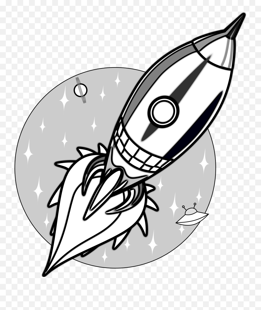 Space Rocket Clip Art Outline Pics - Rocket Clipart Black And White Emoji,Rocket Clipart