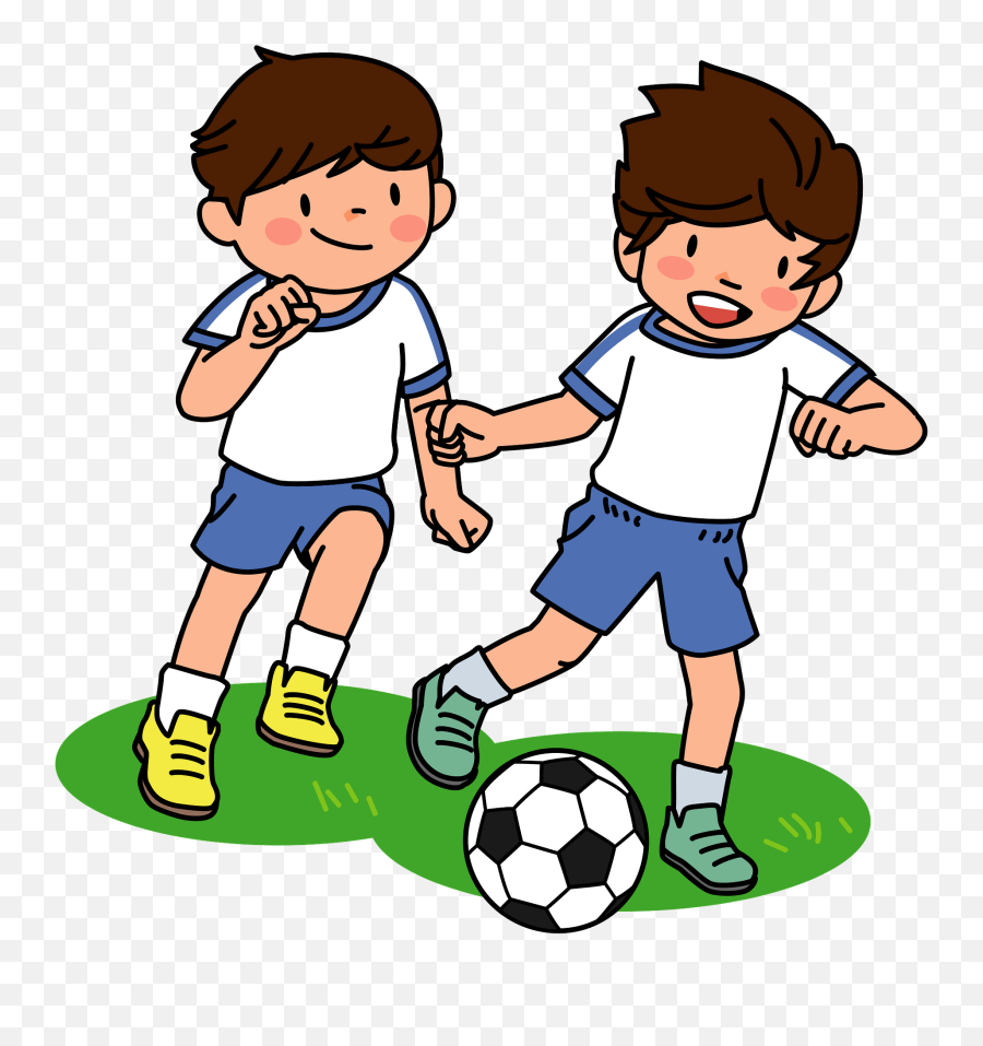 Schoolboys Playing Soccer Clipart - Playing Soccer Clipart Emoji,Soccer Clipart
