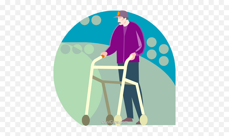 Elderly Man With A Walker Royalty Free Vector Clip Art Emoji,Elderly Clipart