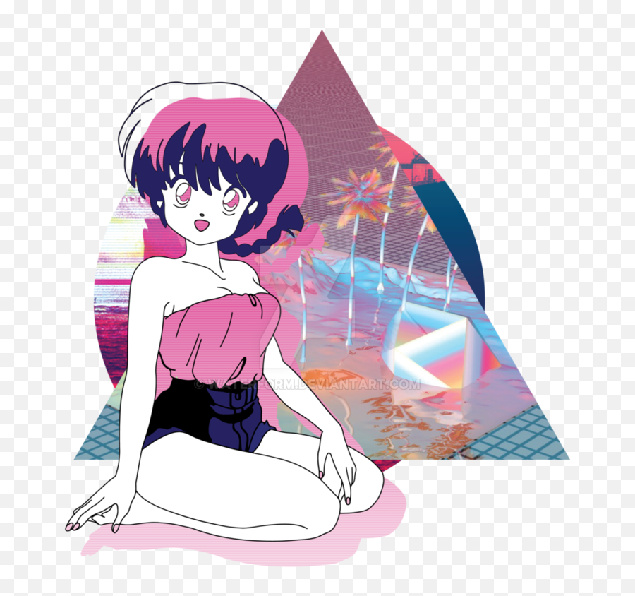 Ranma Vaporwave Png Transparent Background Free Download - Vaporwave Anime Aesthetic Png Emoji,Vaporwave Png